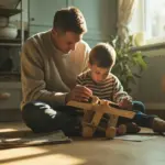 тато з дитиною на кухні вранці